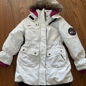 Big Chill White Puffer Jacket with Fur Trim